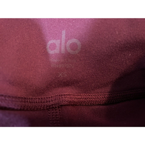 ALO Yoga High Waist Flocked Moto Legging in Black Plum XS - Picture 8 of 10